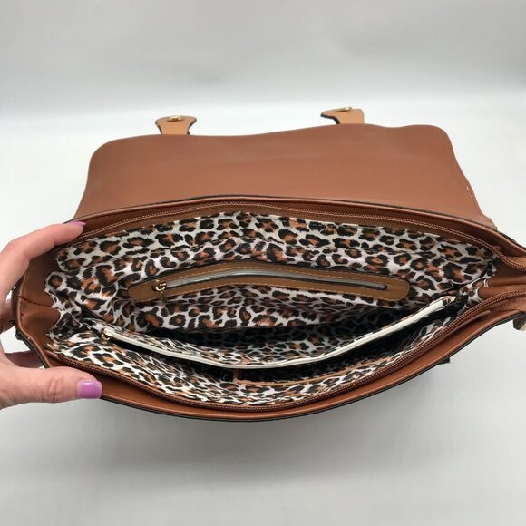 Move & Moda Brown Faux Leather Convertible Work Briefcase Crossbody - Picture 12 of 12